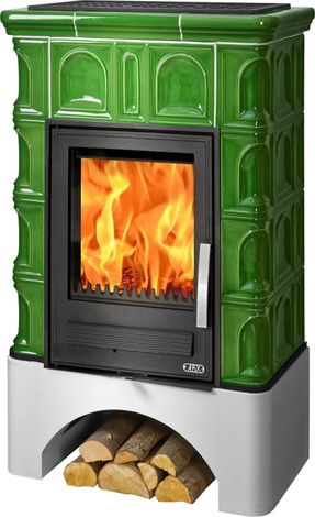 Печь-камин ABX Britania L, белый цоколь, зеленая в Златоусте